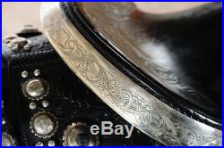 Olsen Nolte -Gorgeous Black Hand Tooled Leather & Sterling Parade Saddle Set