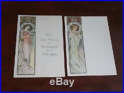 Original Set Of Four Mucha Signed Art Nouveau Glamour Advertising Postcards Moet