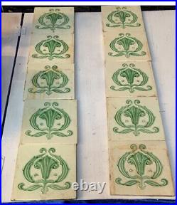 Original Victorian Fireplace Set 10 ART NOUVEAU Fireplace Tiles