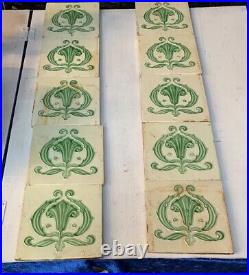 Original Victorian Fireplace Set 10 ART NOUVEAU Fireplace Tiles