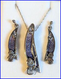 Ortak Silver & Enamel Art Nouveau Earring & Necklace set Malcolm Gray