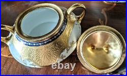 Osborne China Art Studio Chicago Tea Pot Creamer Sugar Set Gold Encrusted c1910