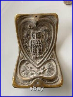 Owl Pine Brass Blotter Rocker Desk Set Antique Judd Manufacturing Co Art Nouveau
