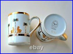 Pair of Christian Dior Casablanca Mug Cup, Fine China 24K Gold Trim Partial Set