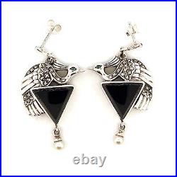 Peacock Earrings Art Nouveau Style 925 Sterling Silver English Hallmarks Set