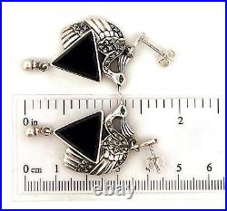 Peacock Earrings Art Nouveau Style 925 Sterling Silver English Hallmarks Set