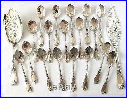 Puiforcat Iris Antique Ice Cream Set French Sterling Silver Art Nouveau Flatware