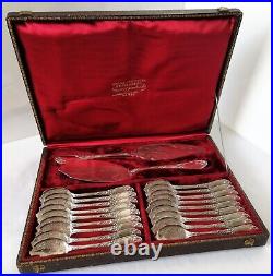 Puiforcat Iris Antique Ice Cream Set French Sterling Silver Art Nouveau Flatware