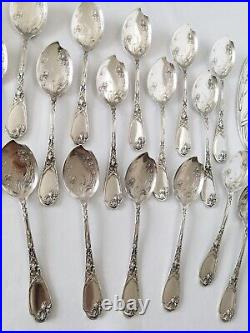 Puiforcat Iris Antique Ice Cream Set French Sterling Silver Art Nouveau Flatware