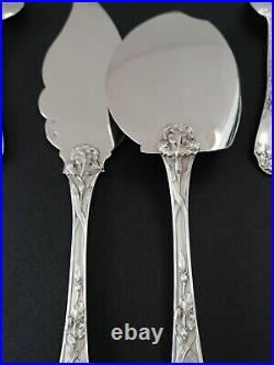 Puiforcat Iris Antique Ice Cream Set French Sterling Silver Art Nouveau Flatware