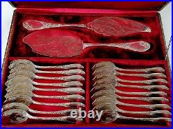 Puiforcat Iris Antique Ice Cream Set French Sterling Silver Art Nouveau Flatware