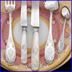RARE Antique French Sterling Silver 60pc Flatware Set, 5pc for TWELVE with Chest