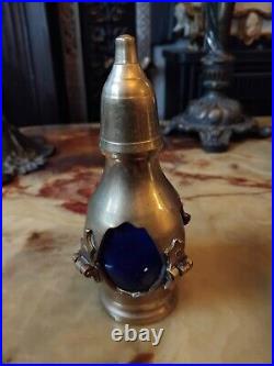 RARE Art NOUVEAU Antique Cobolt Blue Caged Glass Set