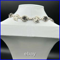 RARE Vtg Danecraft Art Nouveau Sterling Silver Rose Necklace Earrings Brooch Set