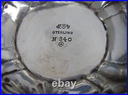 REED & BARTON Sterling 3 Pc BLACK COFFEE SET-E338-40-Art Nouveau Floral-Mono F