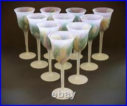 RUEVEN ART NOUVEAU WINE GLASSES Set of 10 Hand Painted Exceptional Condition