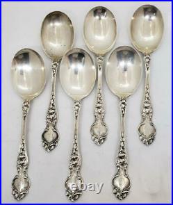R. Wallace Violet Sterling Silver 7 Gumbo Soup Spoon Monogram Set 6 9.5 ozt