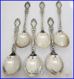 R. Wallace Violet Sterling Silver 7 Gumbo Soup Spoon Monogram Set 6 9.5 ozt