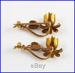 Rare 14k Gold Art Nouveau Whiteside & Blank Enamel Water Lily Scatter Pin Set