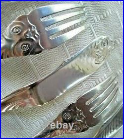 Rare Antique Art Nouveau Christofle Fish Set 10 Pc Flatware Silver Plated
