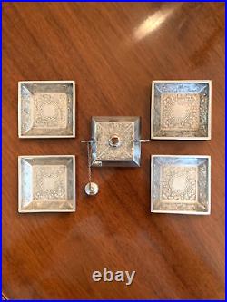 Rare Antique Art Nouveau Sterling Silver Smoking Set Kerr Mint
