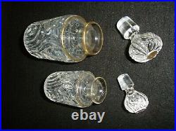 Rare Antique BACCARAT Crystal Rosaces Multiples Vanity Perfume Bottle Set