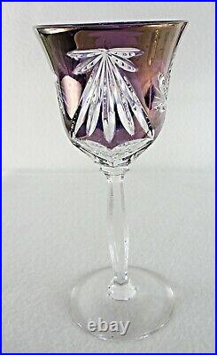 Rare Antique BACCARAT Flawless Crystal Set 4 x Multi-Color Red Wine Goblet