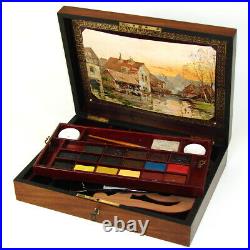 Rare Antique French Bourgeois Aine Painter's Box, Watercolor Set, Art Nouveau