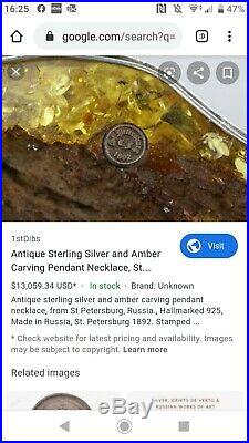 Rare Antique Georg Jenson Baltic Amber 1892 Silver Pendant 925 art nouveau set