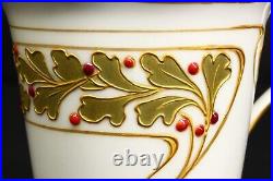 Rare Antique KPM Berlin Art Nouveau Jeweled Cup and Saucer Set c. 1914