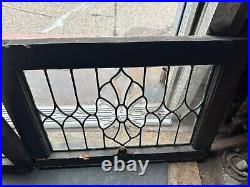 Rare Antique Set 2 Matching Heavy beveled Leaded glass windows Art Nouveau