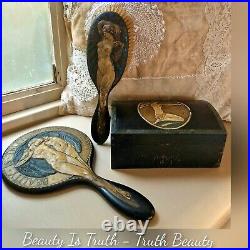 Rare Art Nouveau Vanity Set Reclining Nude Relief Beauty Is Truth Truth Beauty