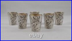 Rare Elegant Set 6 Snaps Cup Floral Art Nouveau IN 800er Silver Approx. 1900