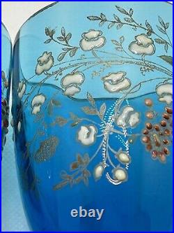 Rare French Antique Legras Complete Absinthe Set Aqua Glass Enamel Art Nouveau