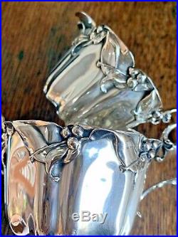 Rare Gorham MISTLETOE Sterling Silver Creamer Sugar Tea Set Art Nouveau Xmas