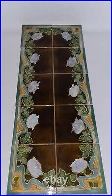 Rare Original Set of 10 Art Nouveau Majolica Tiles by Henry Richards C1903