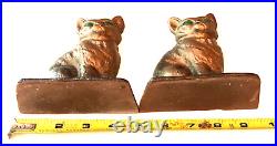 Rare Set 1910 Cat Art Nouveau Cast Iron Original Unmarked Early Hubley Bookends