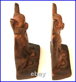 Rare Set 1910 Cat Art Nouveau Cast Iron Original Unmarked Early Hubley Bookends