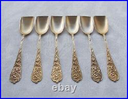 Rare Set 6 Dessert Spoons Art Nouveau WMF Style 800 Silver Italy 1900