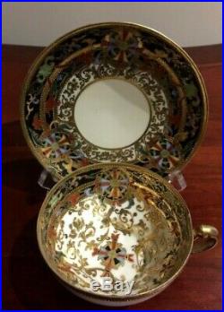 Rare Vintage Nippon Hand Painted Moriage Gold Cup & Saucer Set