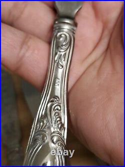 Rare Vtg Art Nouveau 800 Silver Knives Set Of 10 Tulip Flower Designed Engraved