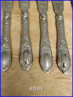 Rare Vtg Art Nouveau 800 Silver Knives Set Of 10 Tulip Flower Designed Engraved