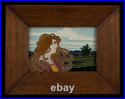 Rare set of 2 Art Nouveau tiles with lady Carl Sigmund Luber 1896-1906