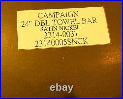 Restoration Hardware CAMPAIGN 24 Double Towel Bars NEW Satin Nickel 2 sets RH