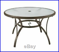 Round Table Patio Dining 48 Set Glass Outdoor Deck Garden Furniture Pool Yard