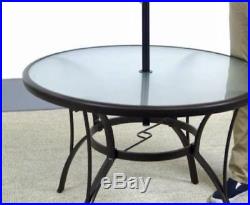 Round Table Patio Dining 48 Set Glass Outdoor Deck Garden Furniture Pool Yard