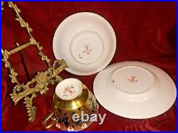 Royal Crown Derby Aves Cobalt Blue & gold Paradise Heraldic 3pcs coffee cup set