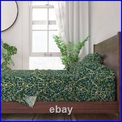 Royal Garden Art Nouveau Deep Teal 100% Cotton Sateen Sheet Set by Spoonflower