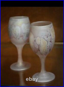 Rueven Art Nouveau Decanter + Set of 4 Handpainted Wine Glasses