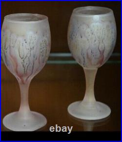 Rueven Art Nouveau Decanter + Set of 4 Handpainted Wine Glasses